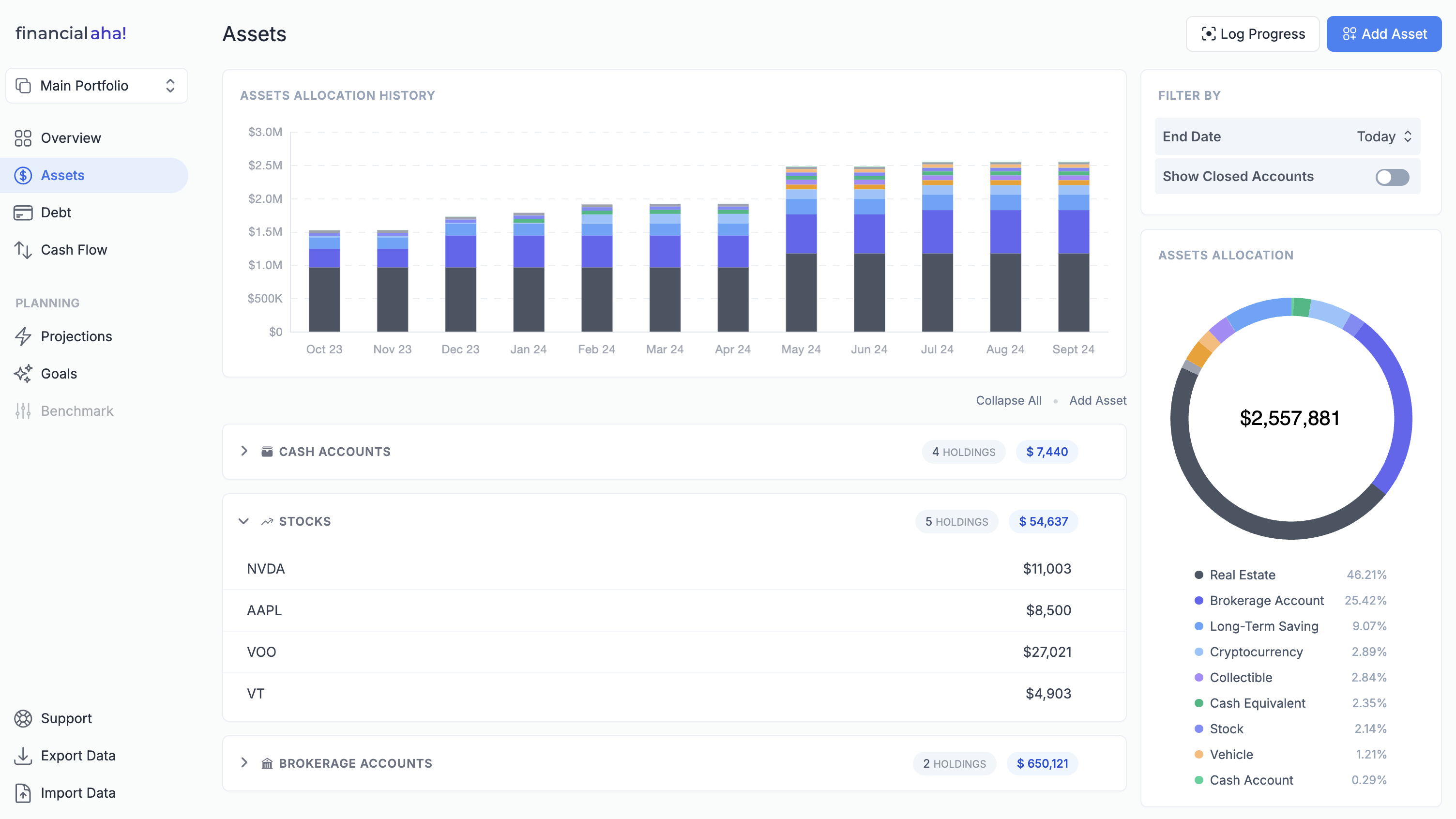 FinancialAha Application Page